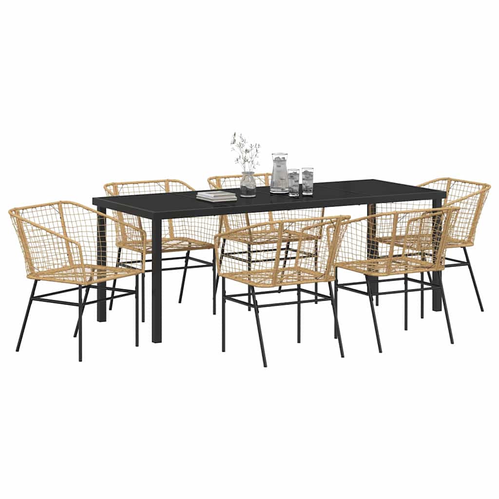 Have Spisebordssæt 7 stk. Brun polyrattan
