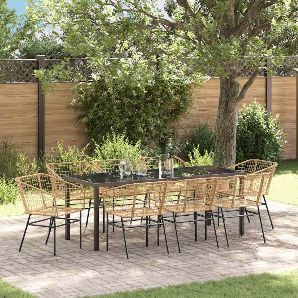 Have Spisebordssæt 9 stk. Brun polyrattan