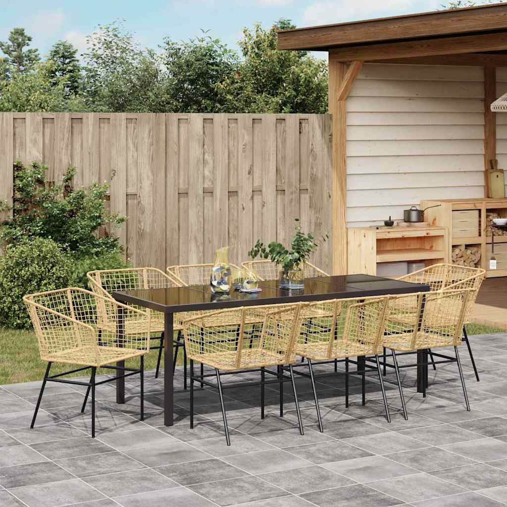 Have Spisebordssæt 9 stk. Brun polyrattan