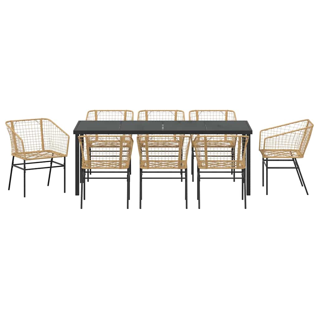 Have Spisebordssæt 9 stk. Brun polyrattan