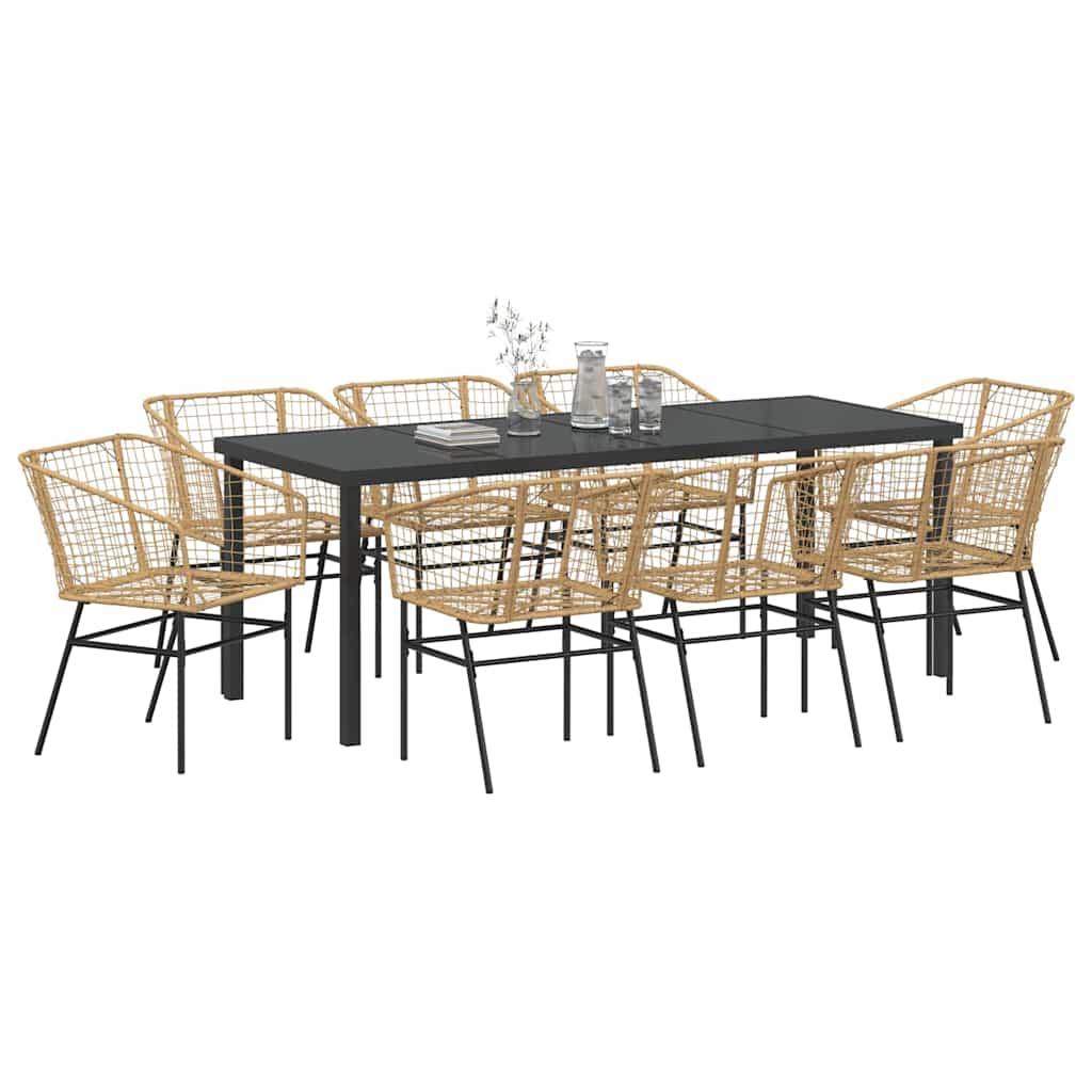 Have Spisebordssæt 9 stk. Brun polyrattan
