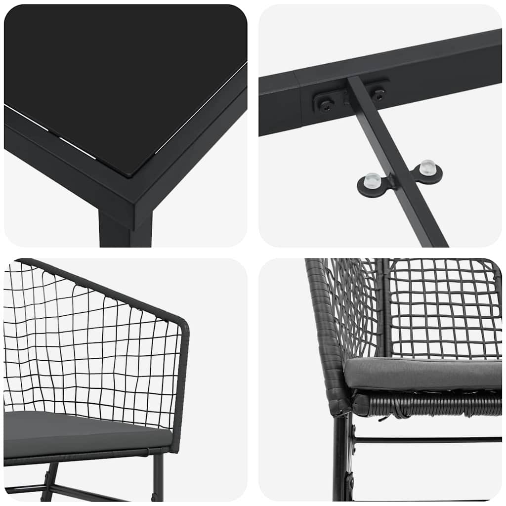 Have Spisebordssæt 7 stk. Sort polyrattan