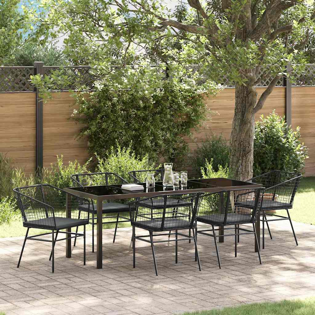 Have Spisebordssæt 7 stk. Sort polyrattan