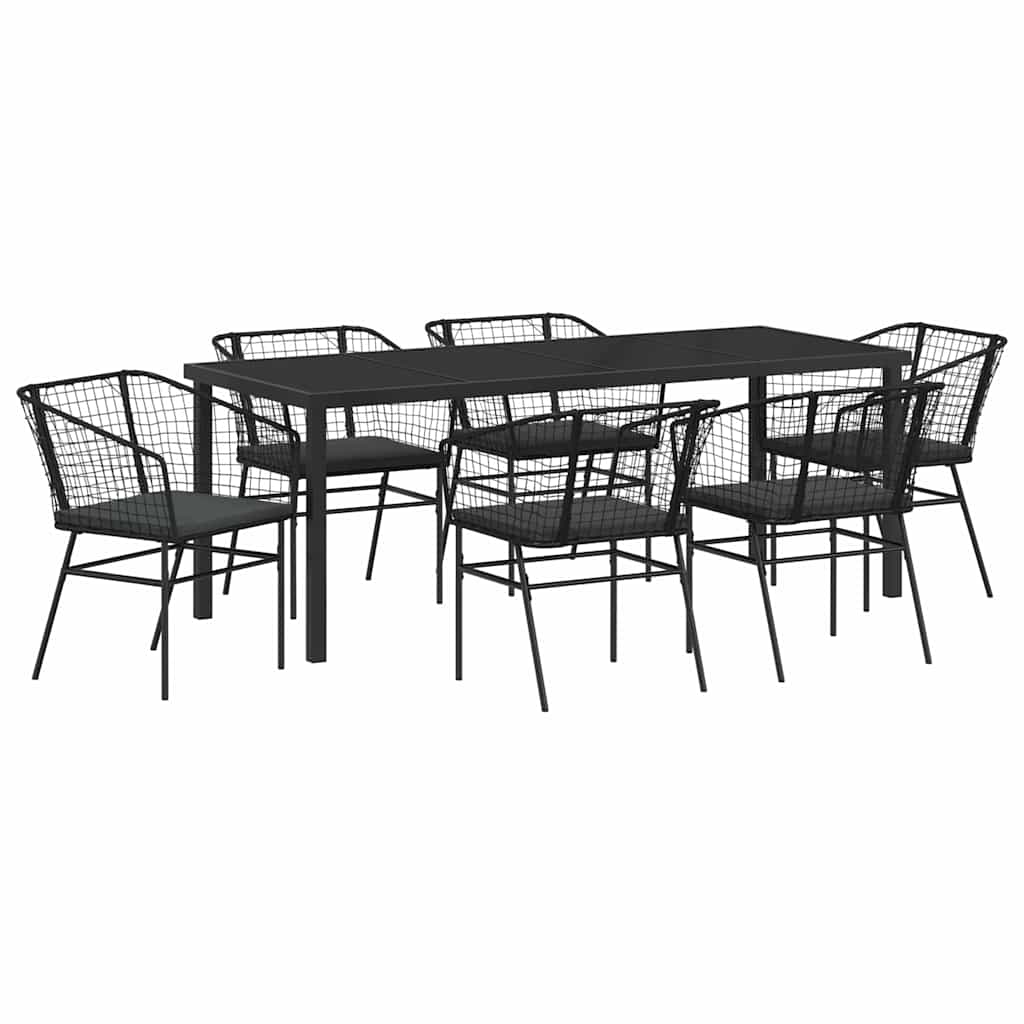 Have Spisebordssæt 7 stk. Sort polyrattan