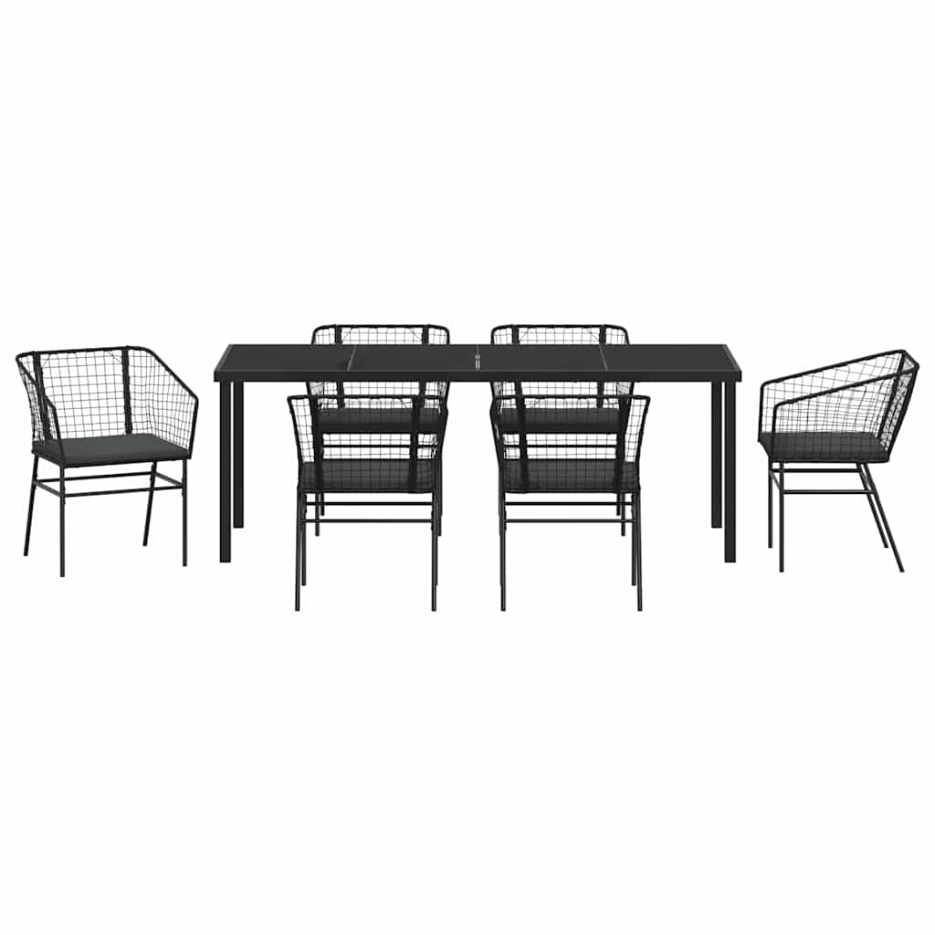 Have Spisebordssæt 7 stk. Sort polyrattan