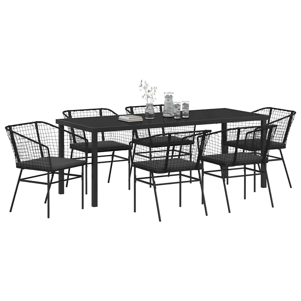 Have Spisebordssæt 7 stk. Sort polyrattan