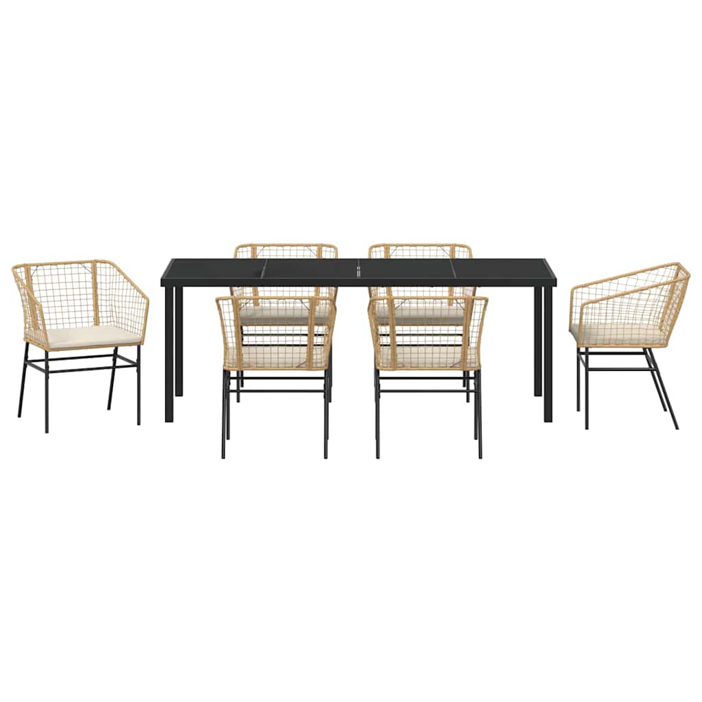 Have Spisebordssæt 7 stk. Brun polyrattan
