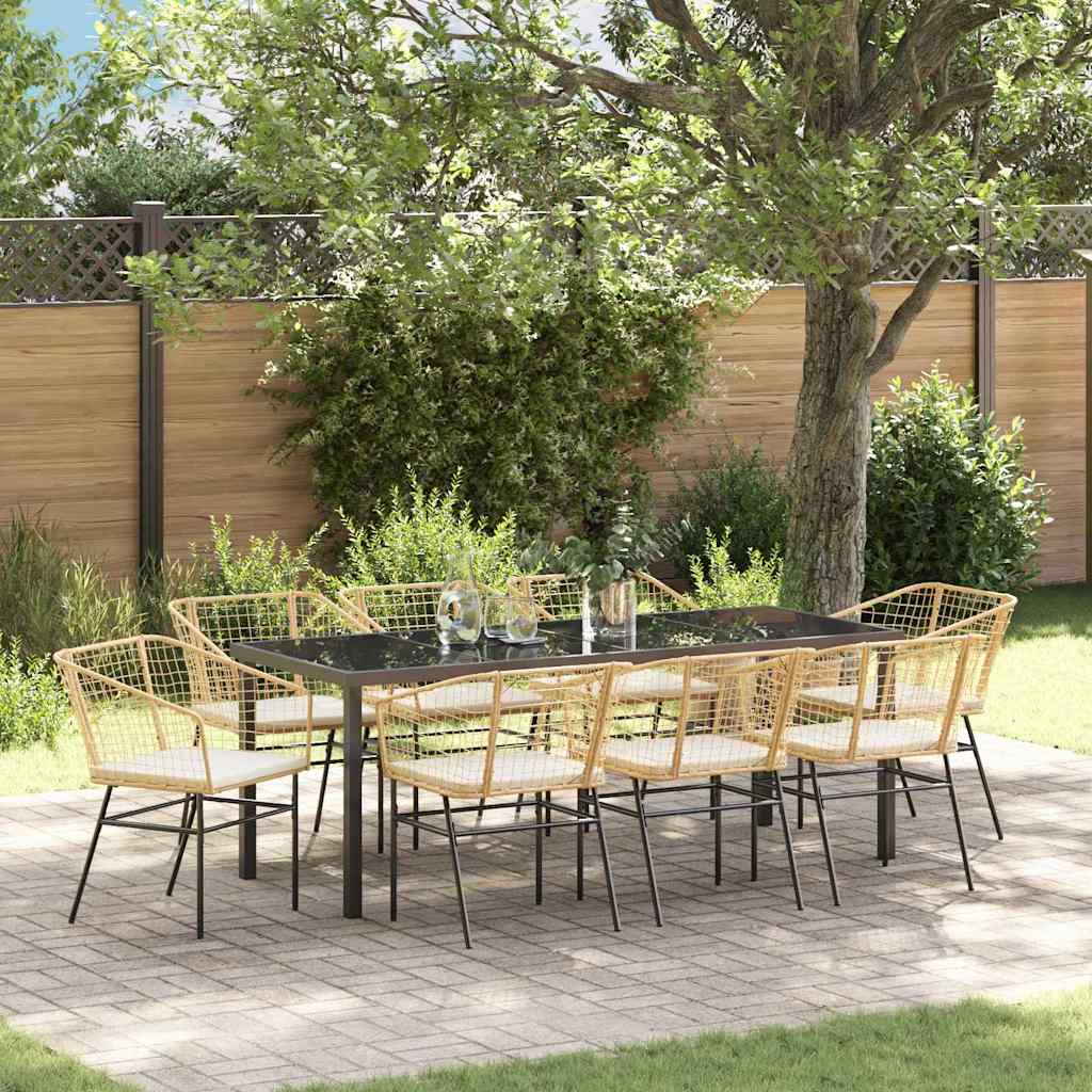 Have Spisebordssæt 9 stk. Brun polyrattan