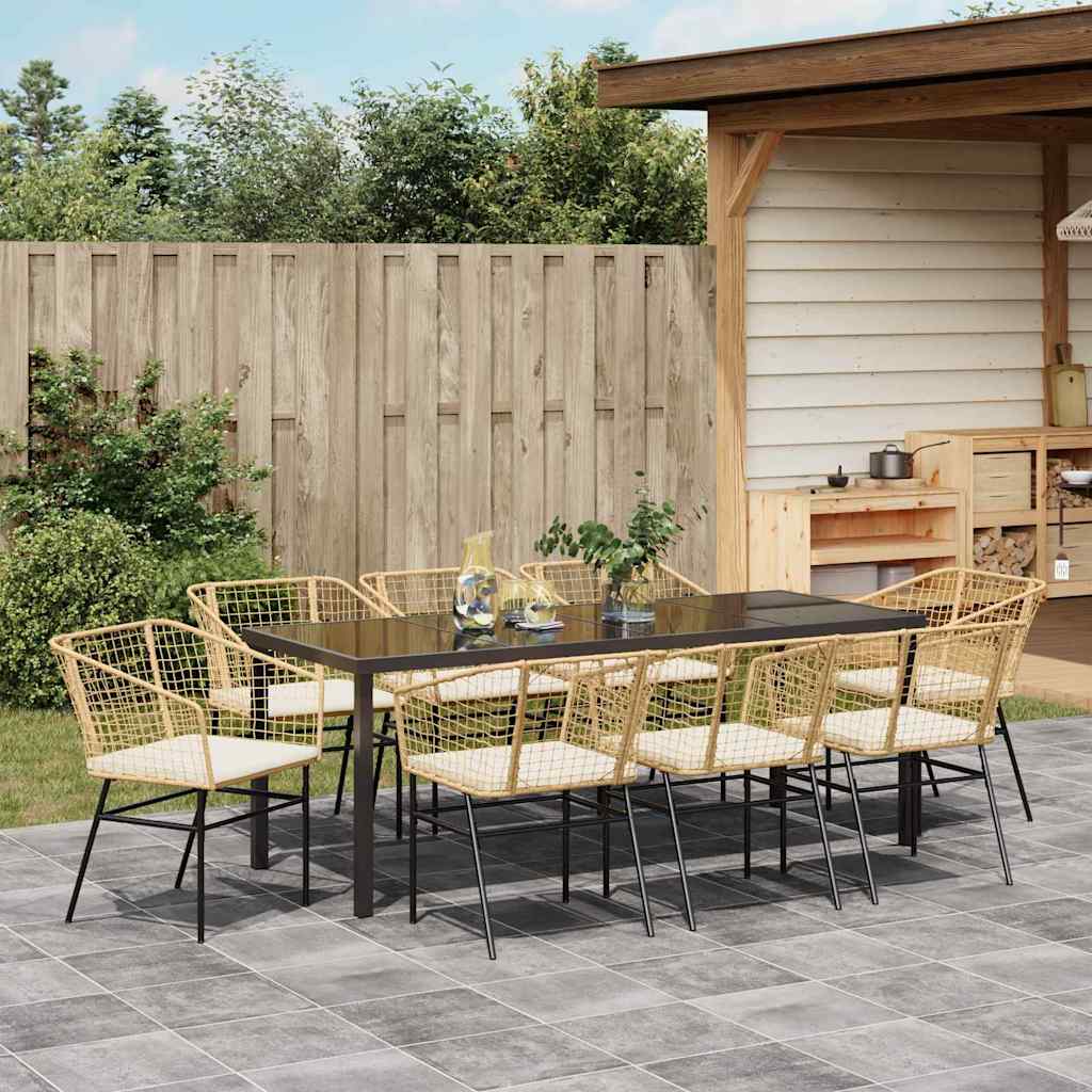 Have Spisebordssæt 9 stk. Brun polyrattan