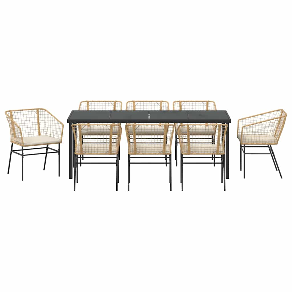 Have Spisebordssæt 9 stk. Brun polyrattan