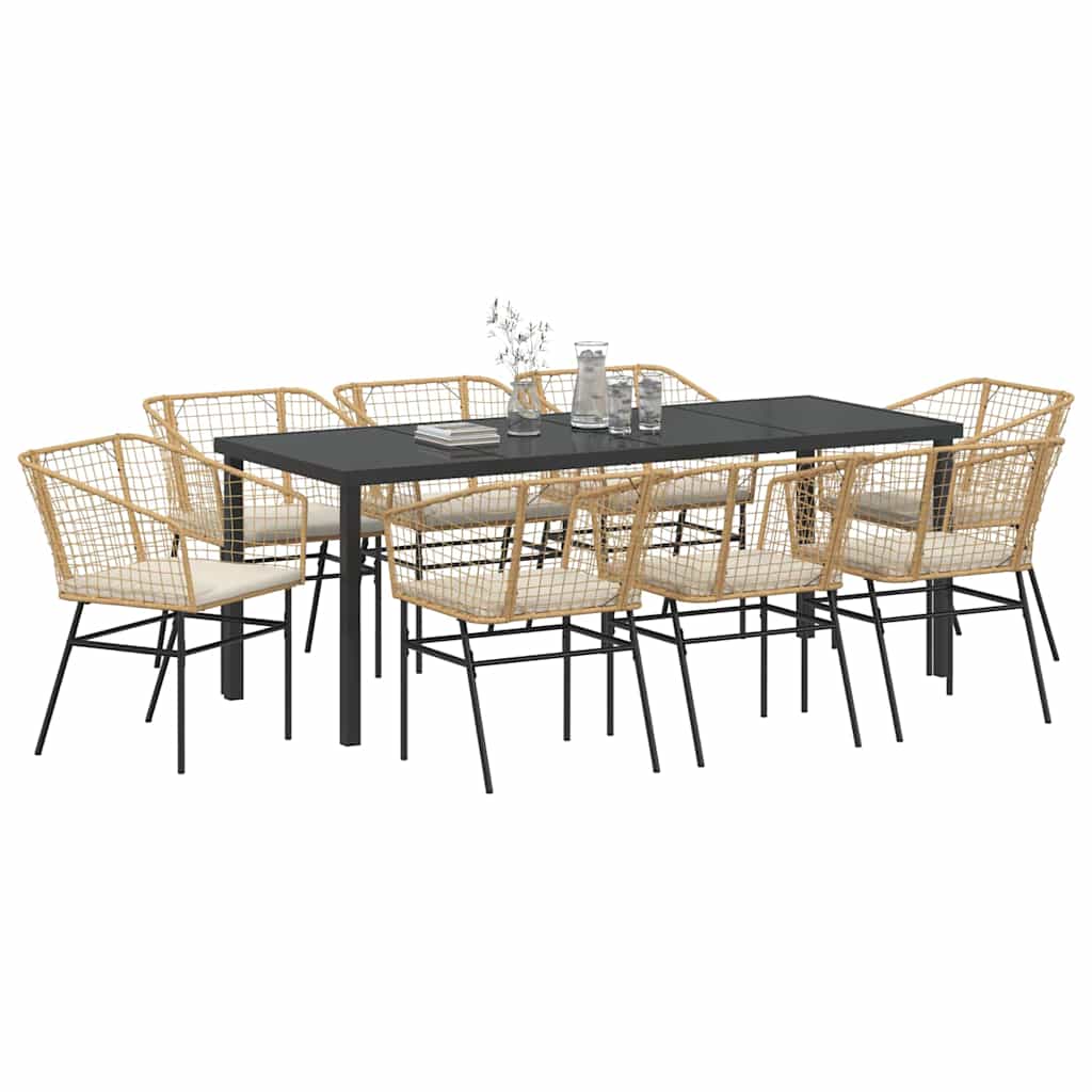 Have Spisebordssæt 9 stk. Brun polyrattan