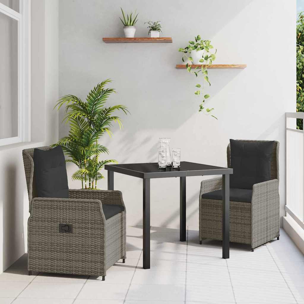 Have Spisebordssæt 3 stk. Grå polyrattan