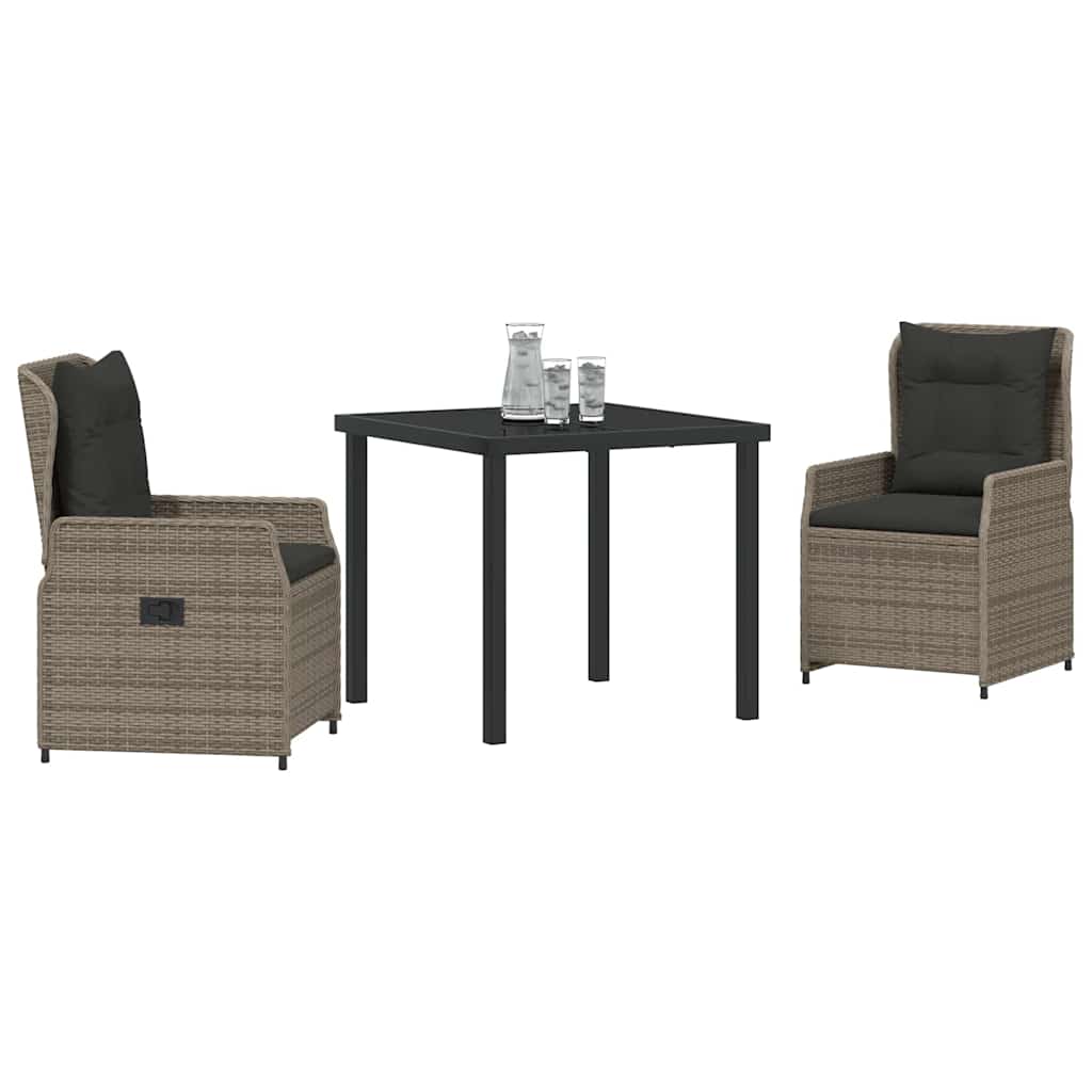 Have Spisebordssæt 3 stk. Grå polyrattan