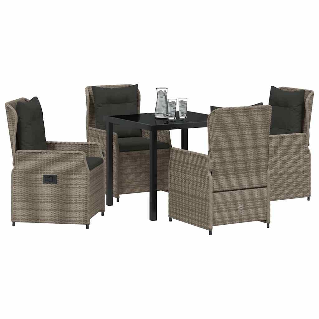Have Spisebordssæt 5 stk. Grå polyrattan