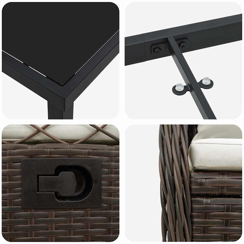 Have Spisebordssæt 9 stk. Brun polyrattan