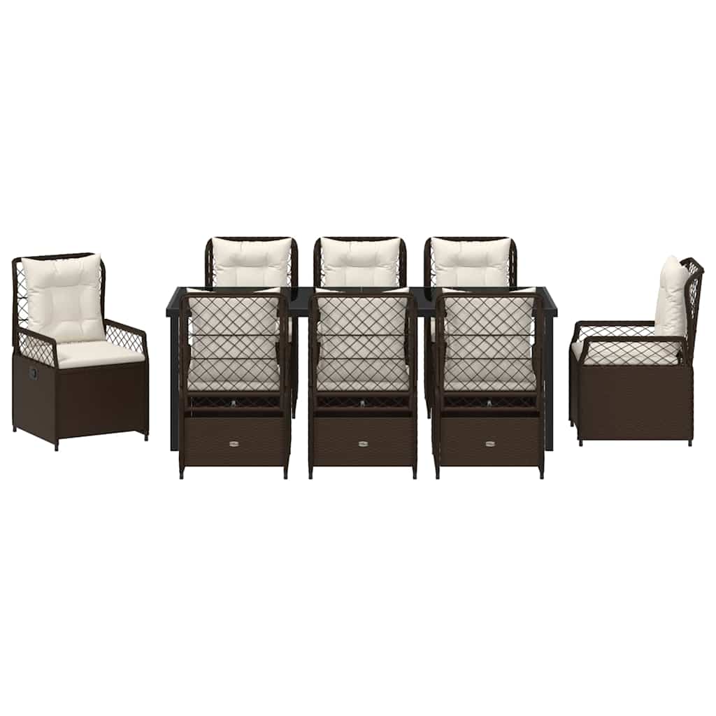 Have Spisebordssæt 9 stk. Brun polyrattan