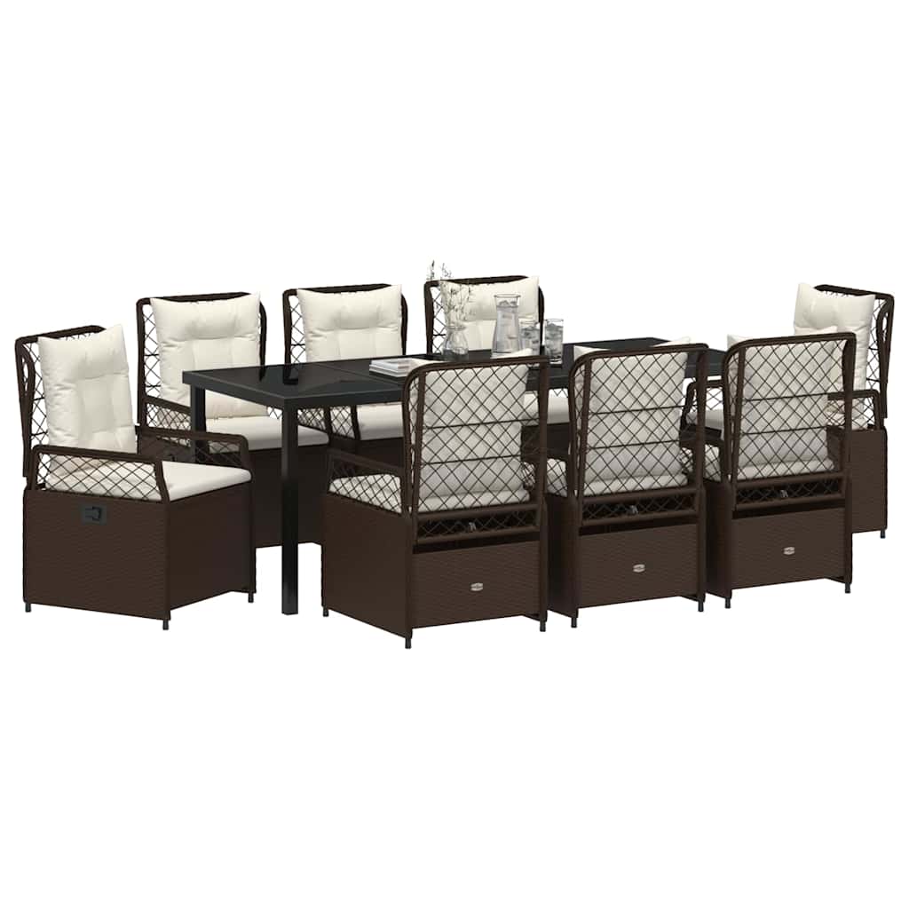 Have Spisebordssæt 9 stk. Brun polyrattan