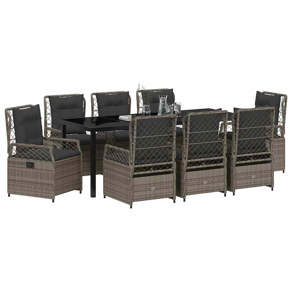 Have Spisebordssæt 9 stk. Grå polyrattan
