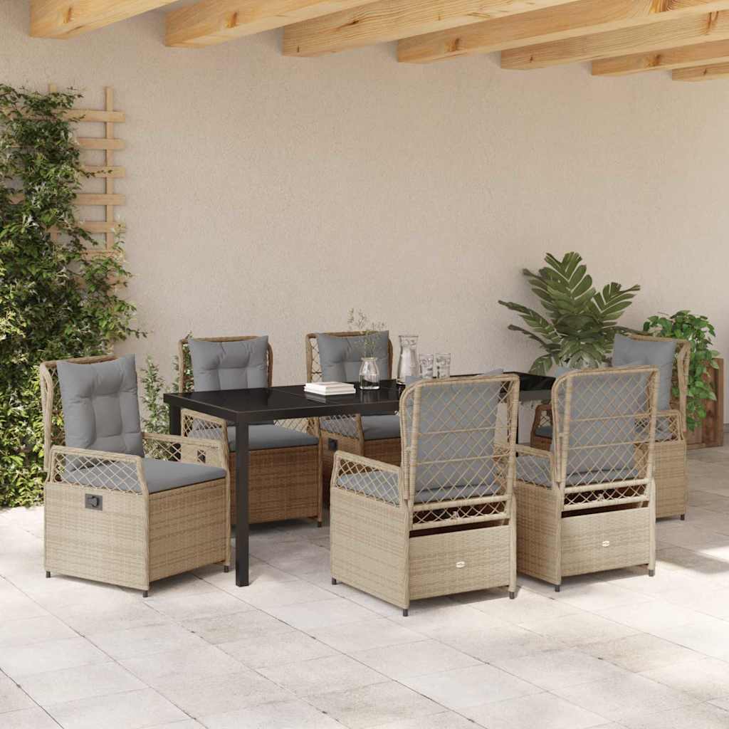 Have Spisebordssæt 7 stk. Beige og lys grå polyrattan