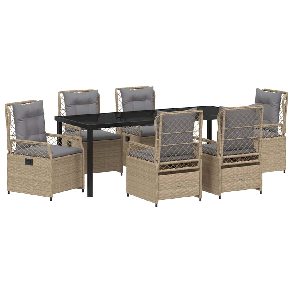Have Spisebordssæt 7 stk. Beige og lys grå polyrattan