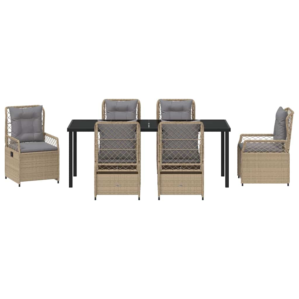 Have Spisebordssæt 7 stk. Beige og lys grå polyrattan