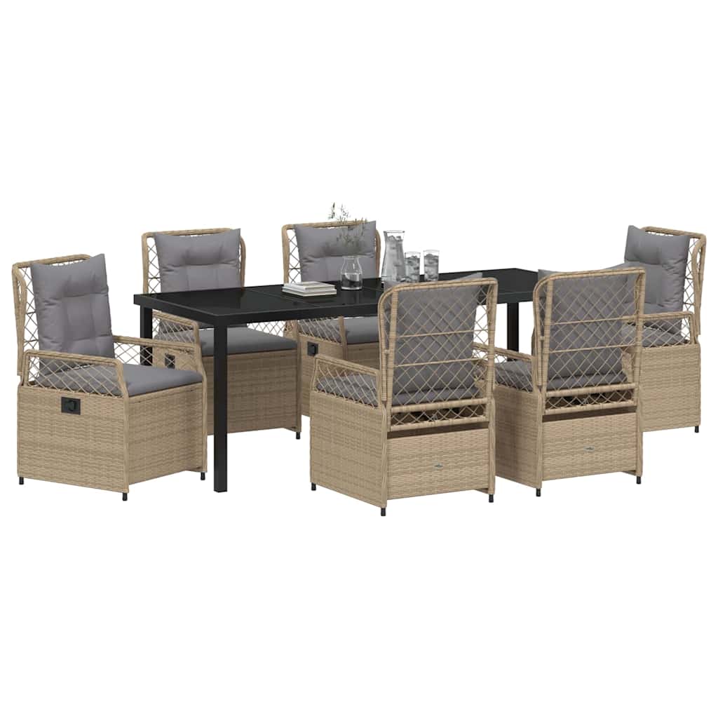 Have Spisebordssæt 7 stk. Beige og lys grå polyrattan
