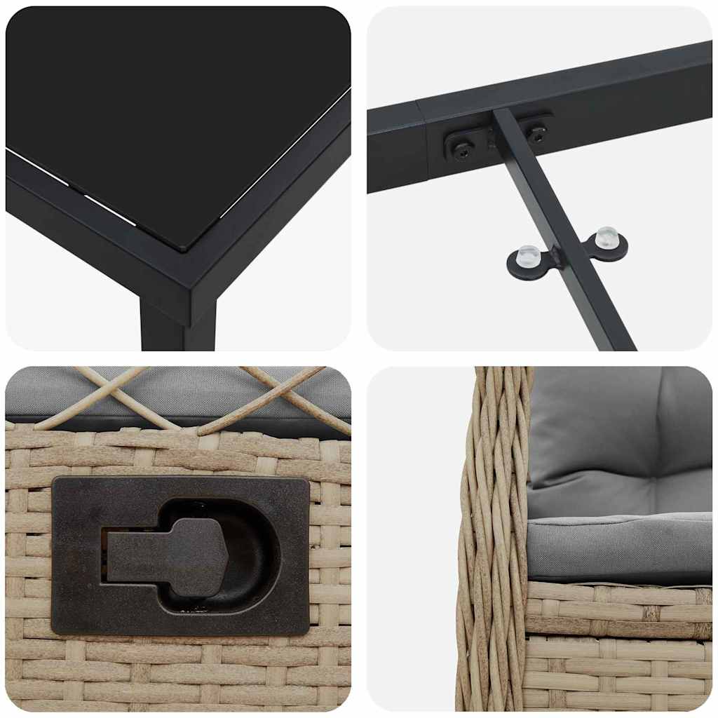 Have Spisebordssæt 9 stk. Beige og lys grå polyrattan