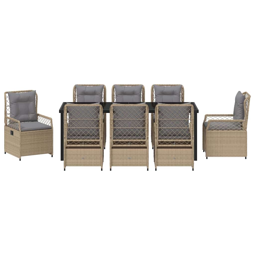 Have Spisebordssæt 9 stk. Beige og lys grå polyrattan