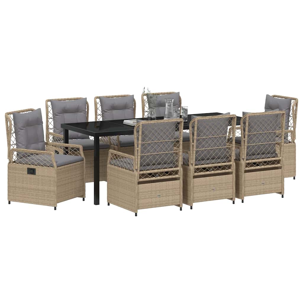 Have Spisebordssæt 9 stk. Beige og lys grå polyrattan