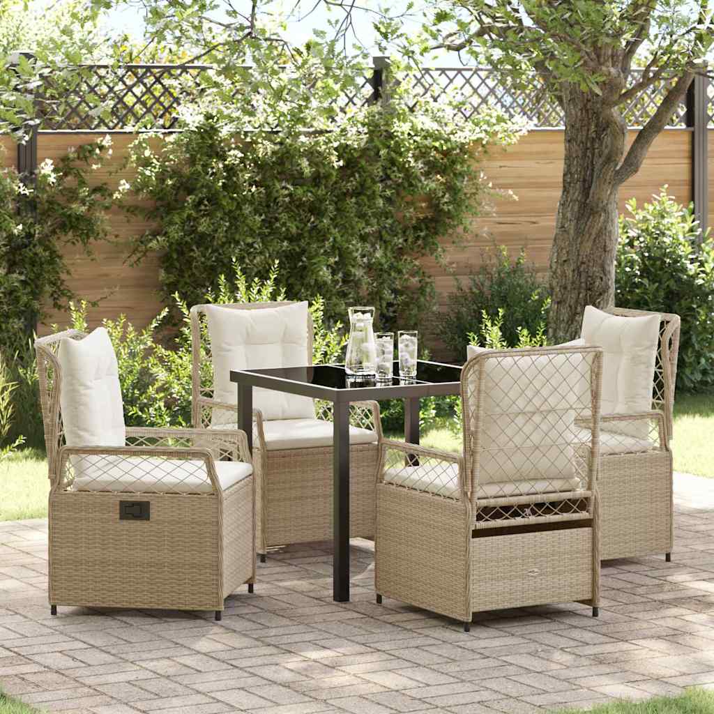 Have Spisebordssæt 5 stk. Beige og cremehvid polyrattan