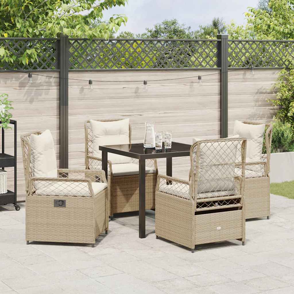 Have Spisebordssæt 5 stk. Beige og cremehvid polyrattan