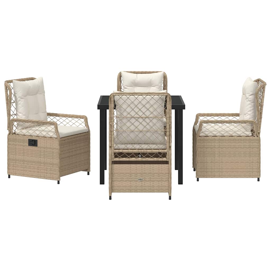 Have Spisebordssæt 5 stk. Beige og cremehvid polyrattan