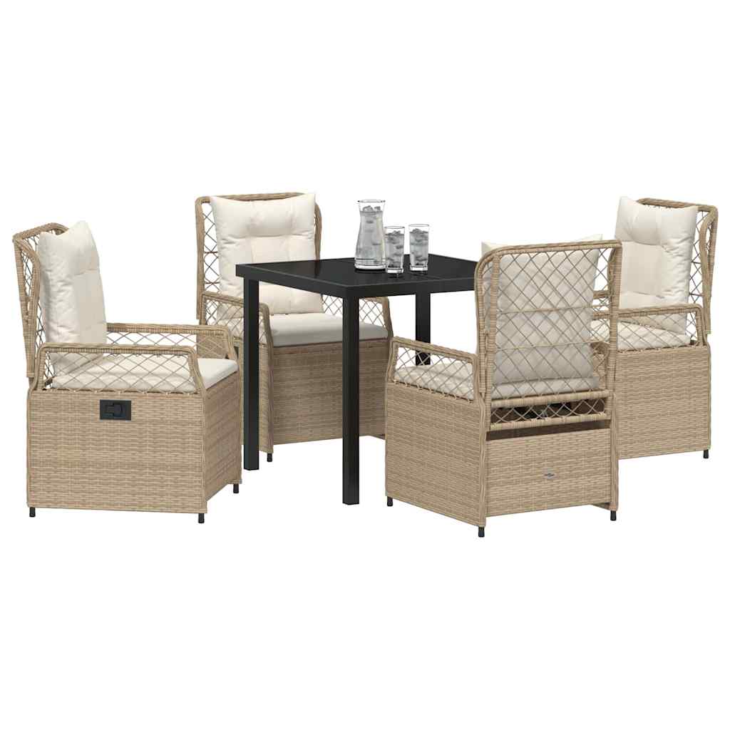Have Spisebordssæt 5 stk. Beige og cremehvid polyrattan