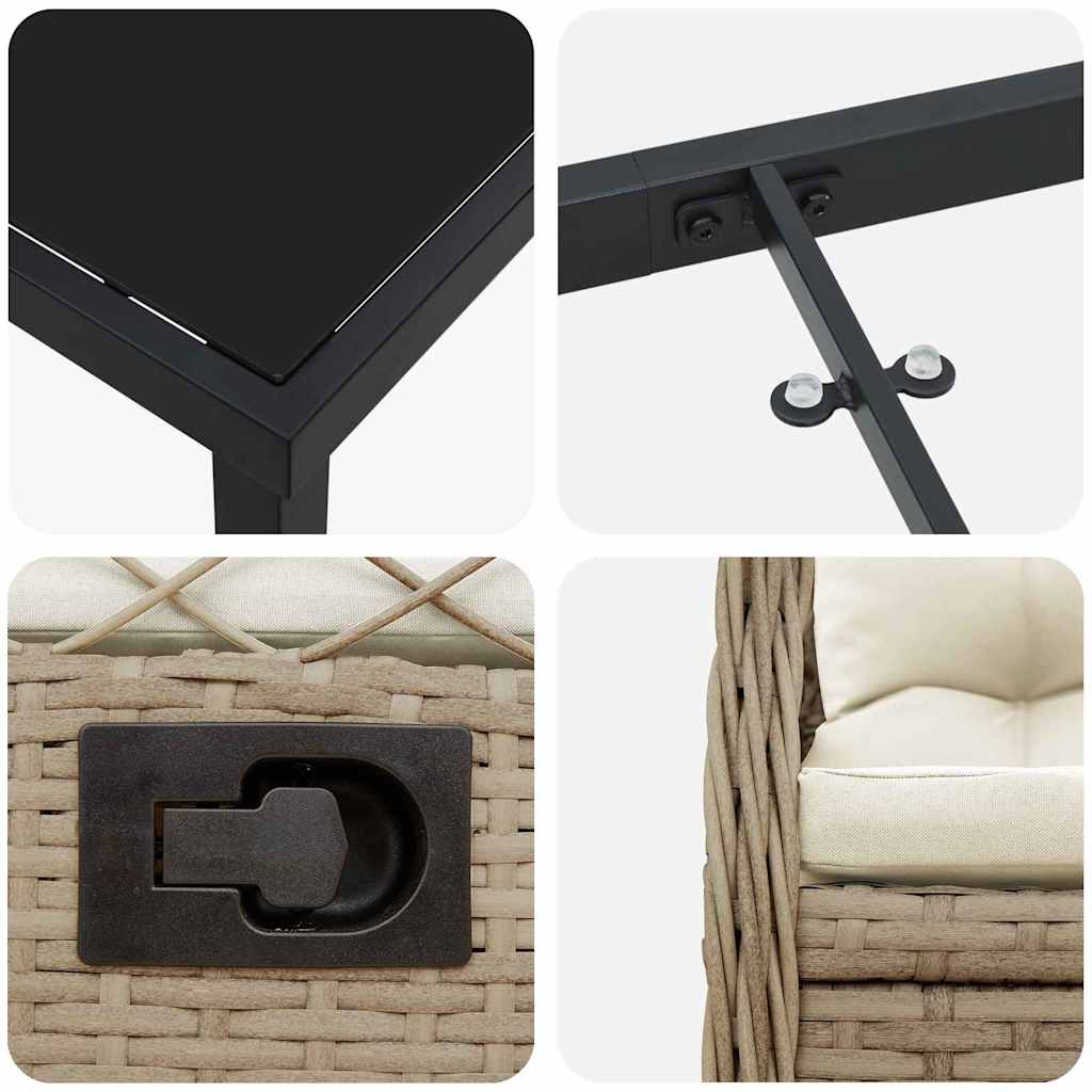 Have Spisebordssæt 7 stk. Beige og cremehvid polyrattan