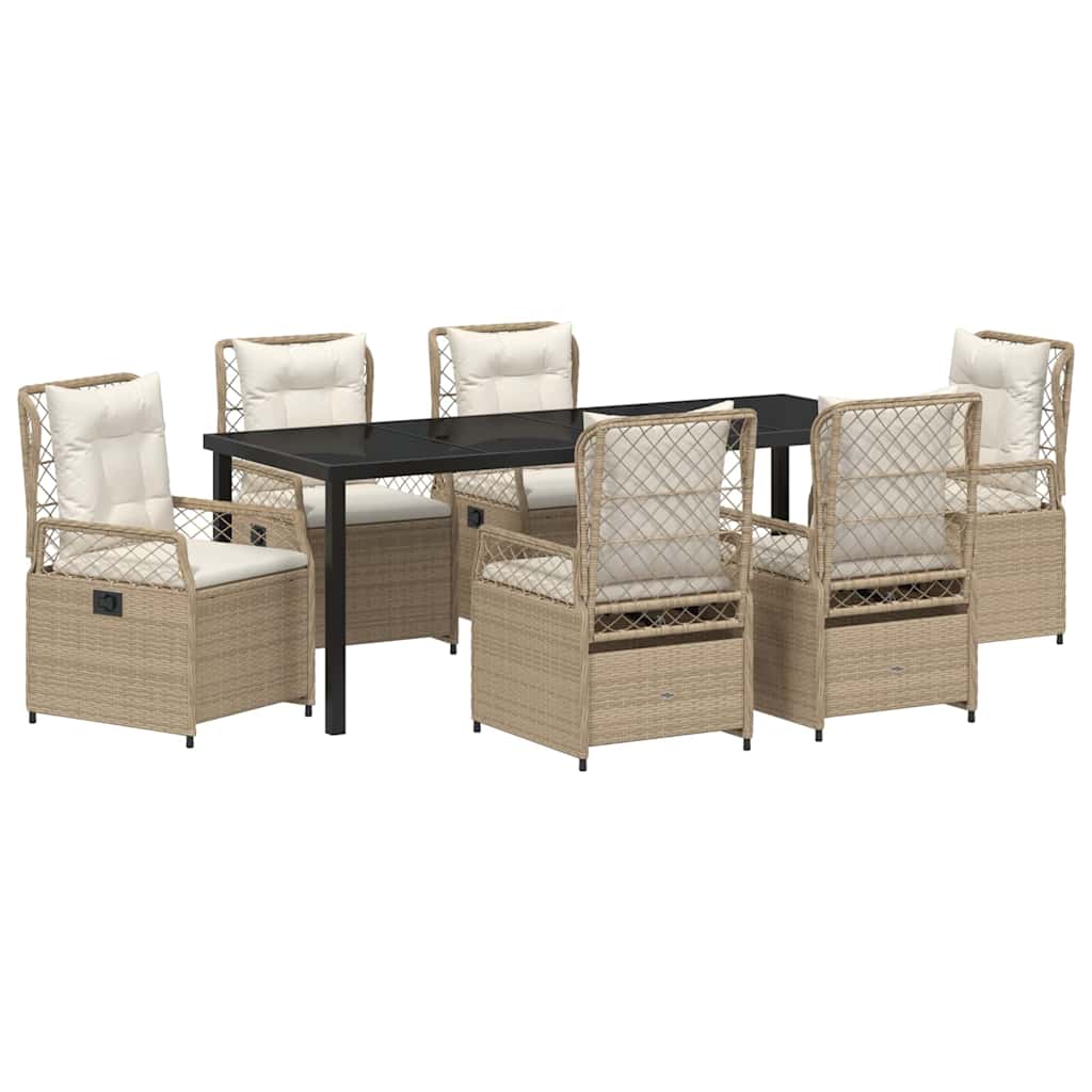 Have Spisebordssæt 7 stk. Beige og cremehvid polyrattan