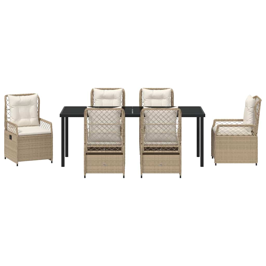 Have Spisebordssæt 7 stk. Beige og cremehvid polyrattan