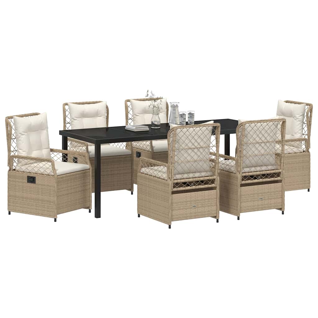 Have Spisebordssæt 7 stk. Beige og cremehvid polyrattan