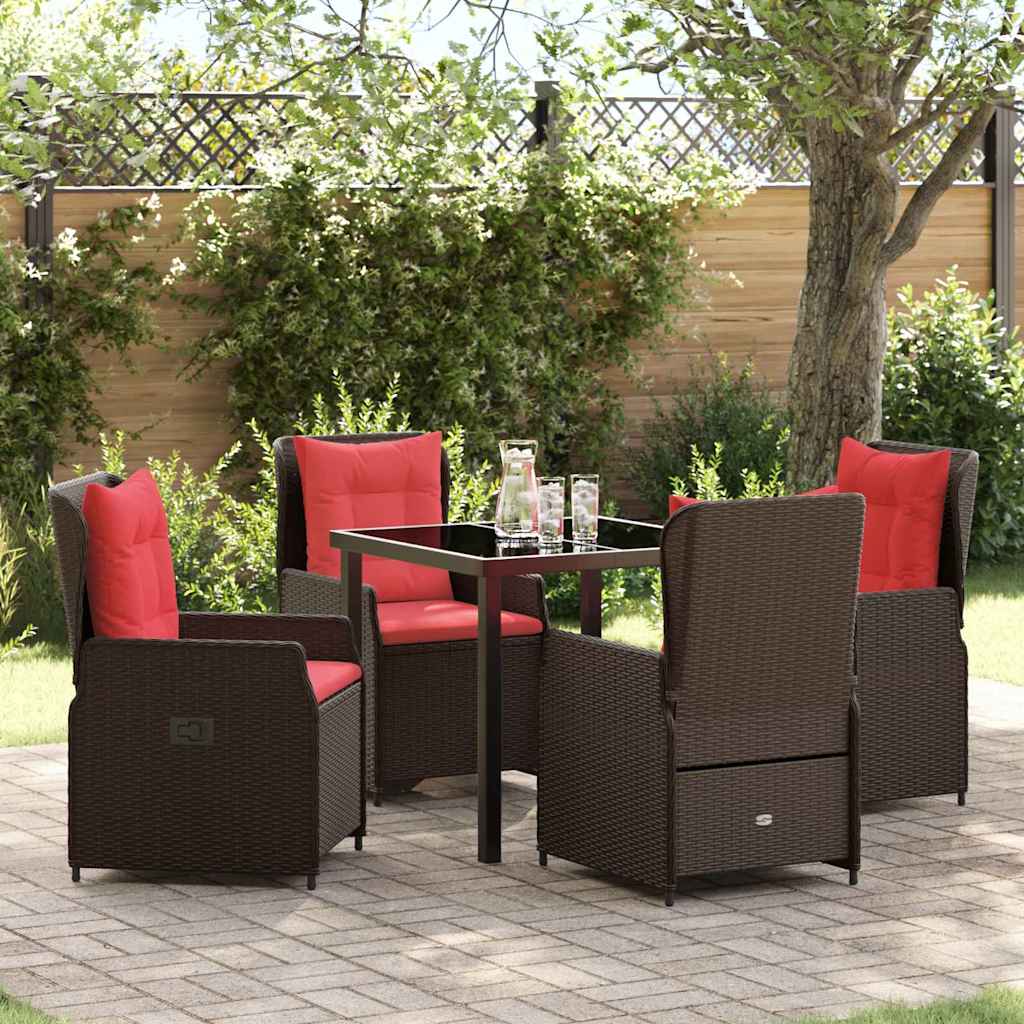 Have Spisebordssæt 5 stk. Brun Poly rattan