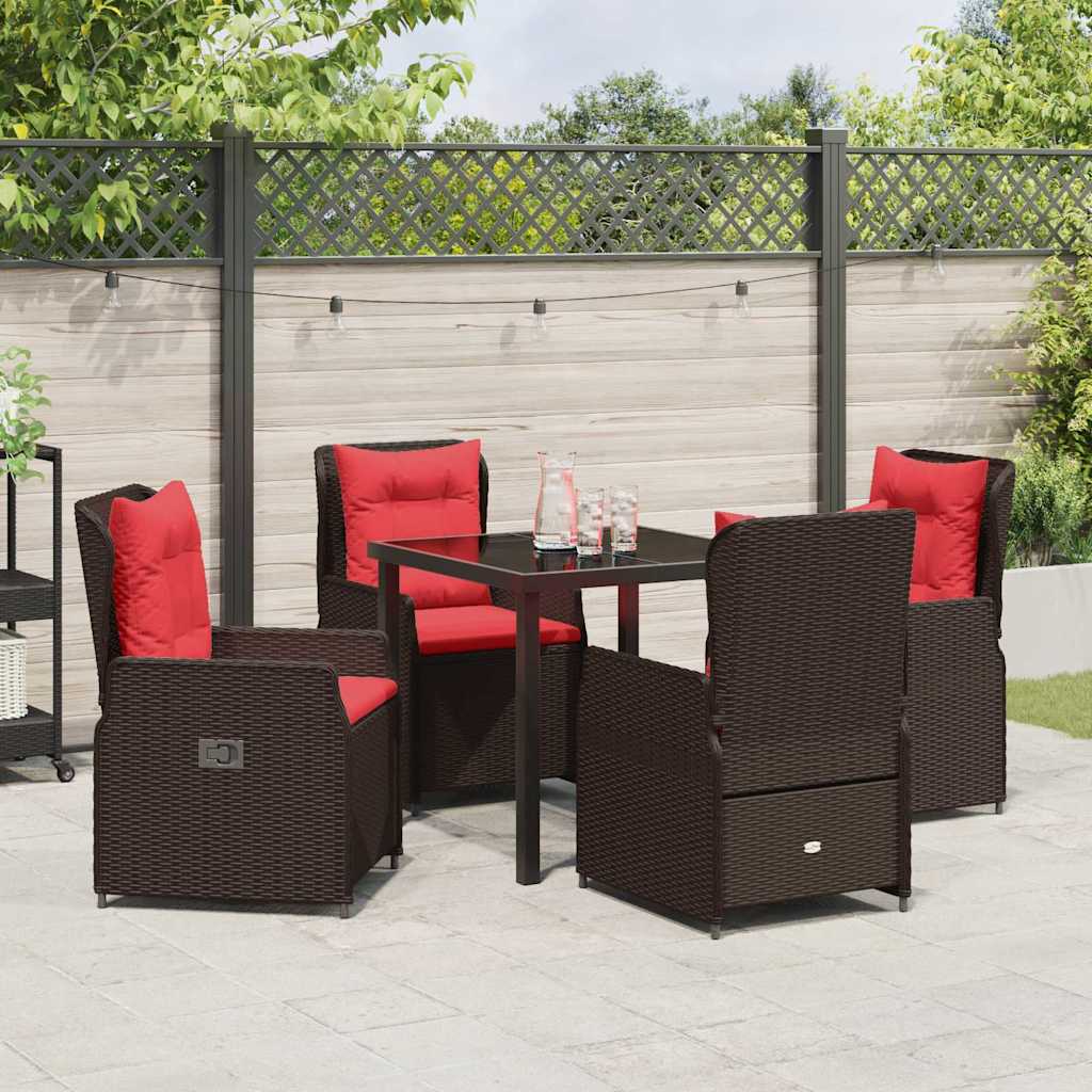 Have Spisebordssæt 5 stk. Brun Poly rattan