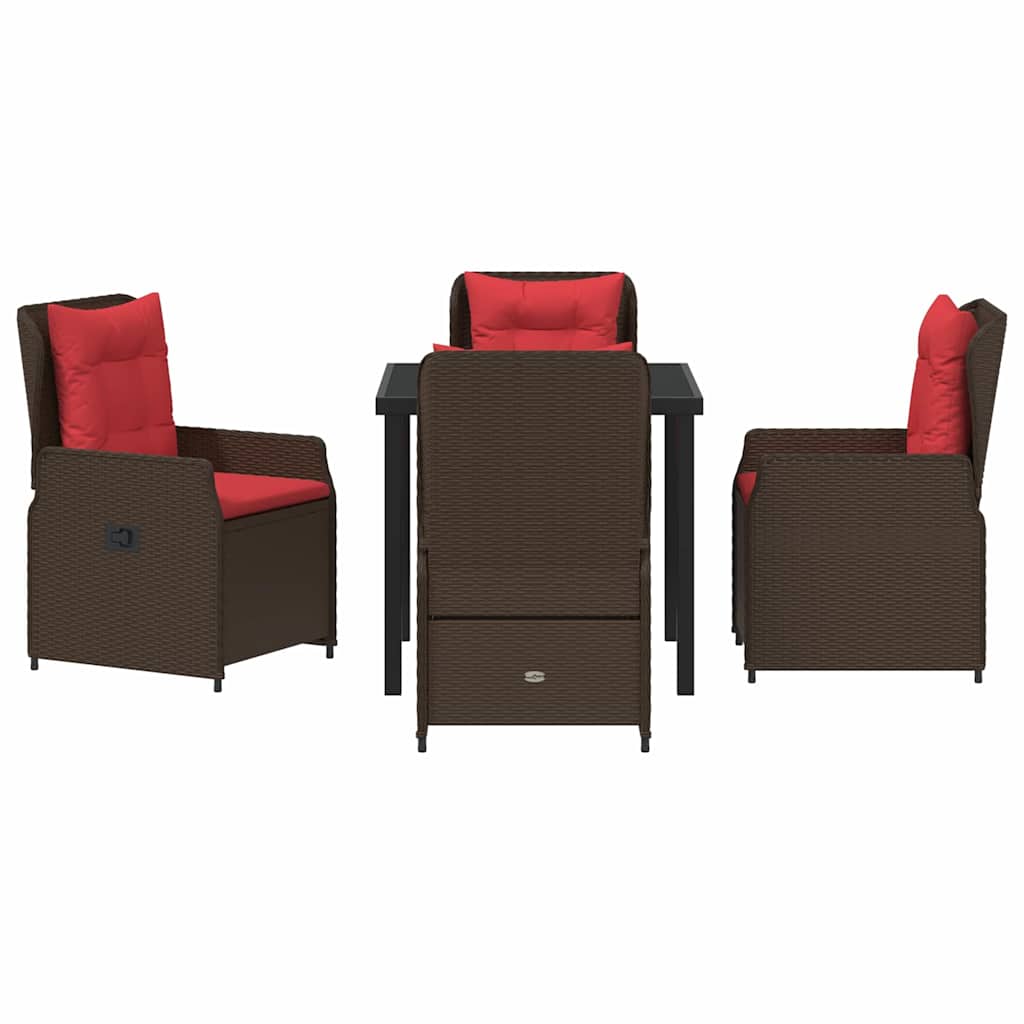 Have Spisebordssæt 5 stk. Brun Poly rattan