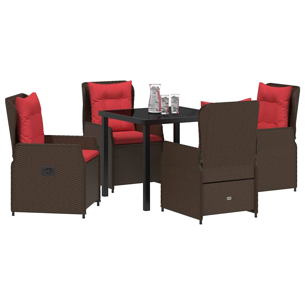 Have Spisebordssæt 5 stk. Brun Poly rattan
