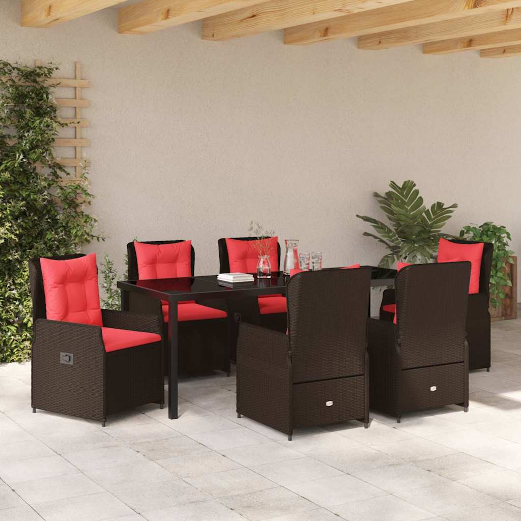 Have Spisebordssæt 7 stk. Brun Poly rattan