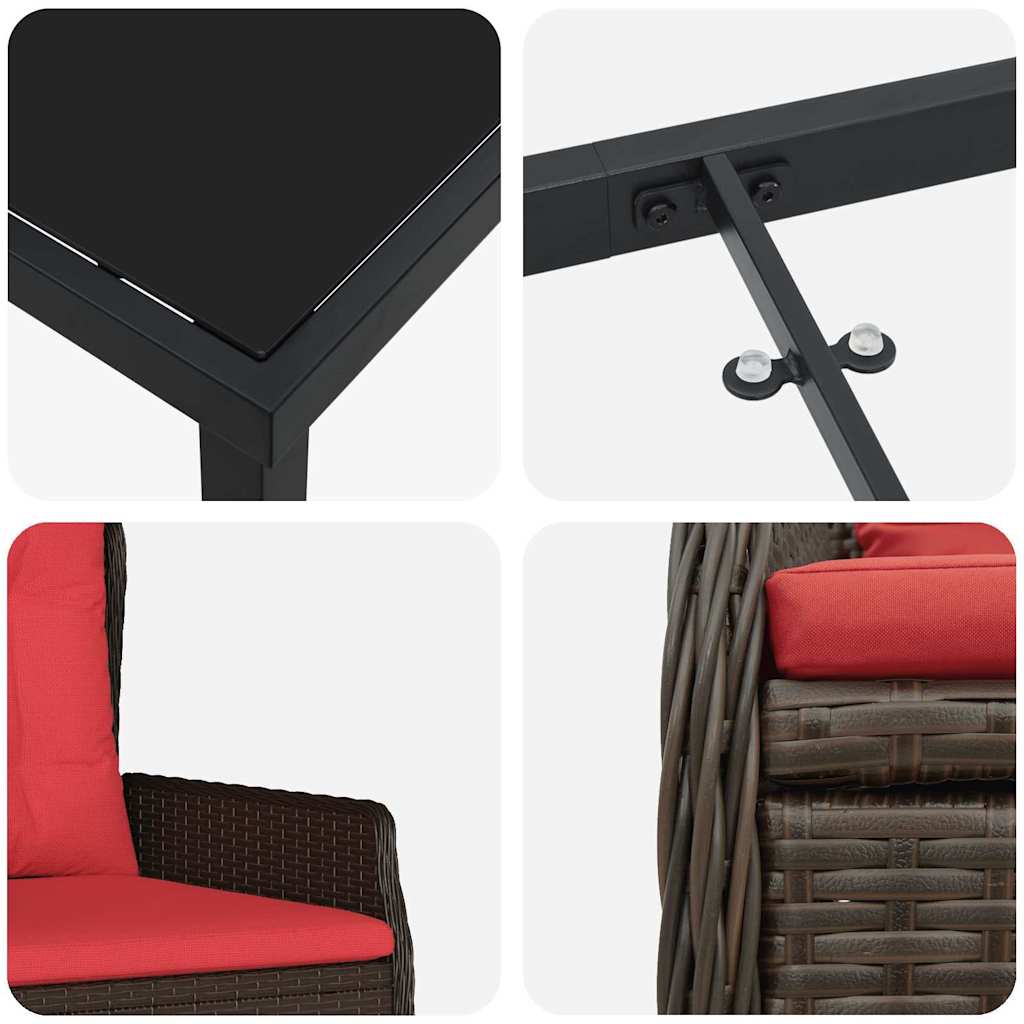 Have Spisebordssæt 9 stk. Brun Poly rattan