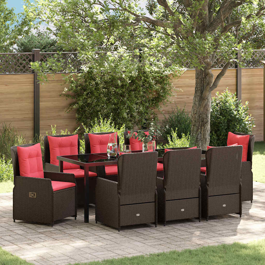 Have Spisebordssæt 9 stk. Brun Poly rattan
