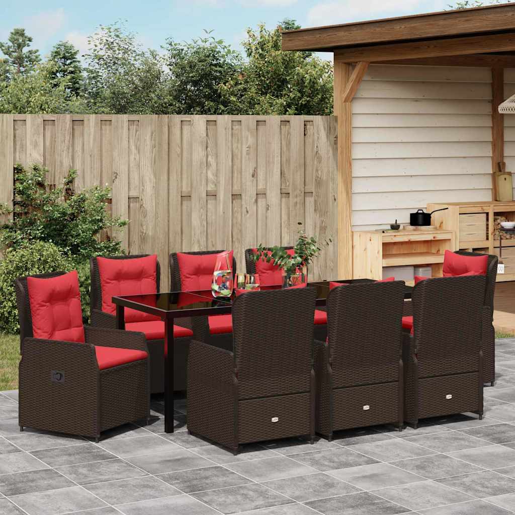 Have Spisebordssæt 9 stk. Brun Poly rattan