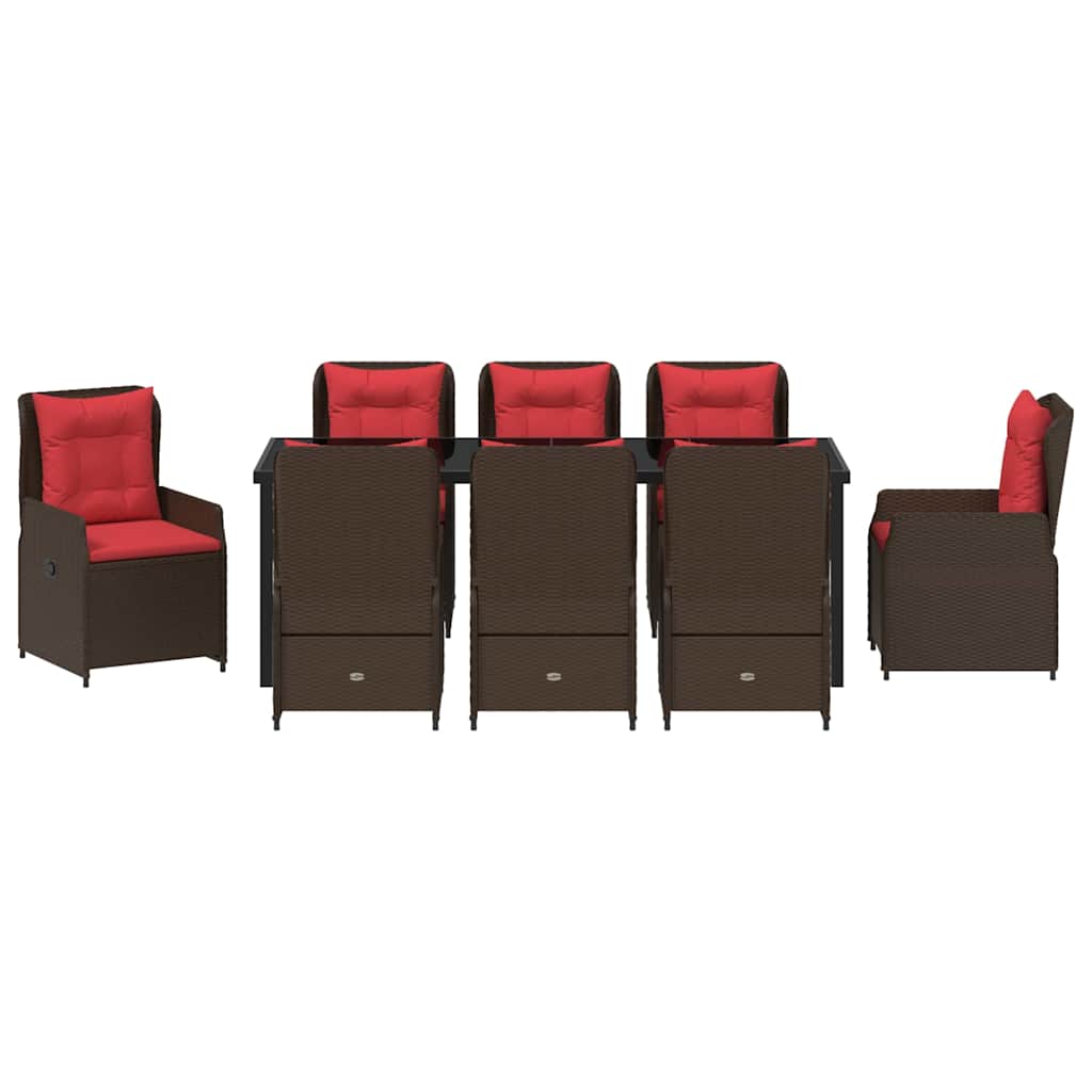 Have Spisebordssæt 9 stk. Brun Poly rattan