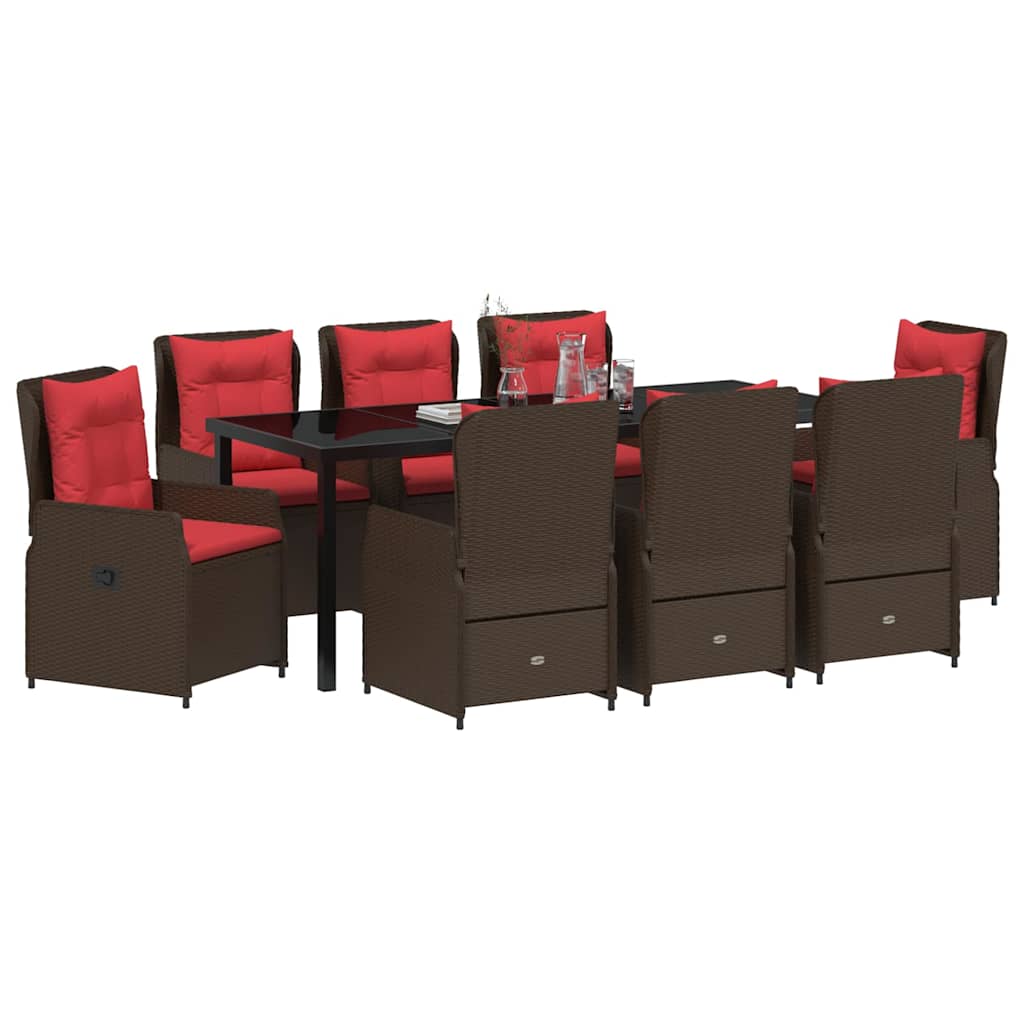 Have Spisebordssæt 9 stk. Brun Poly rattan