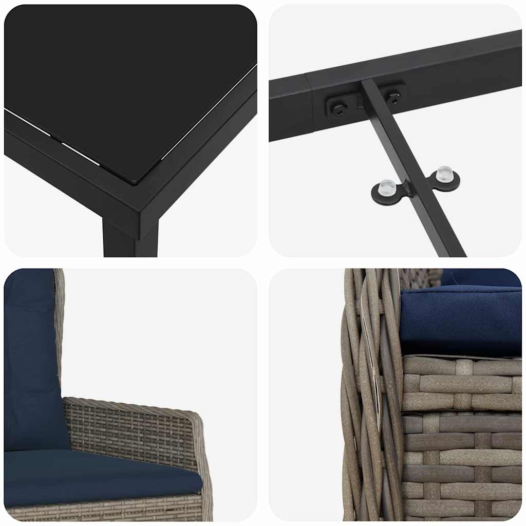 Have Spisebordssæt 7 stk. Grå Poly rattan