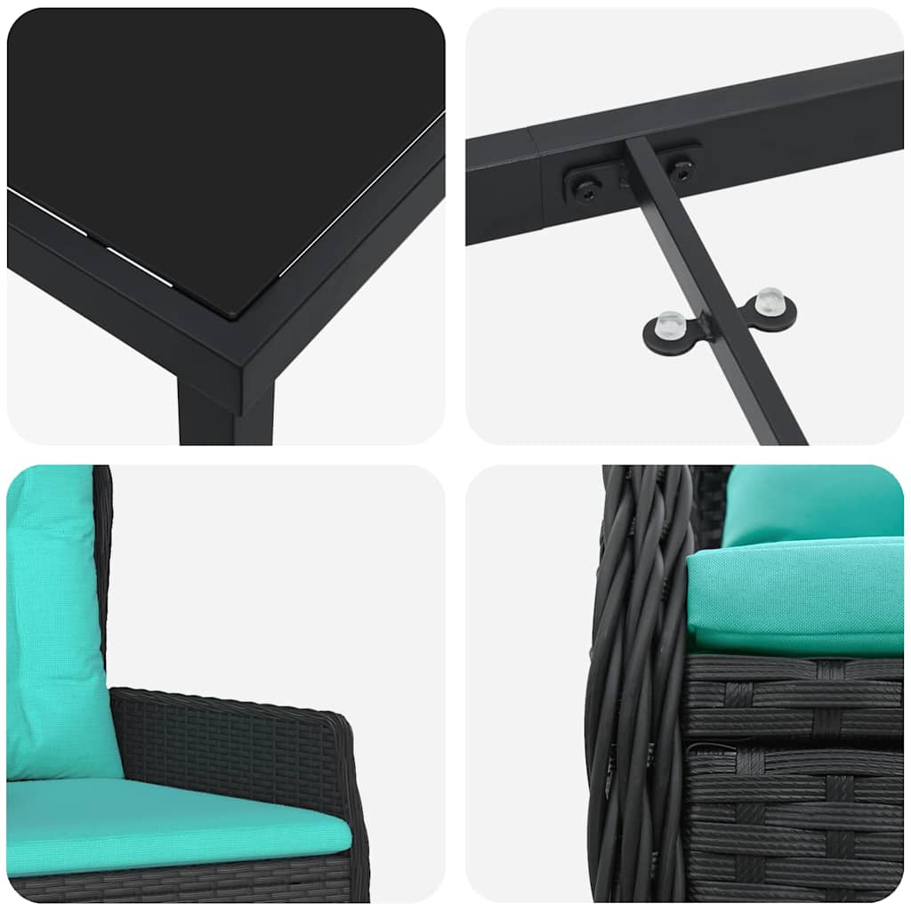 Have Spisebordssæt 7 stk. Sort Poly rattan
