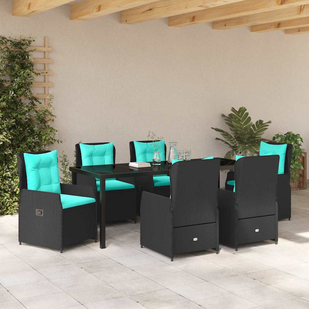 Have Spisebordssæt 7 stk. Sort Poly rattan